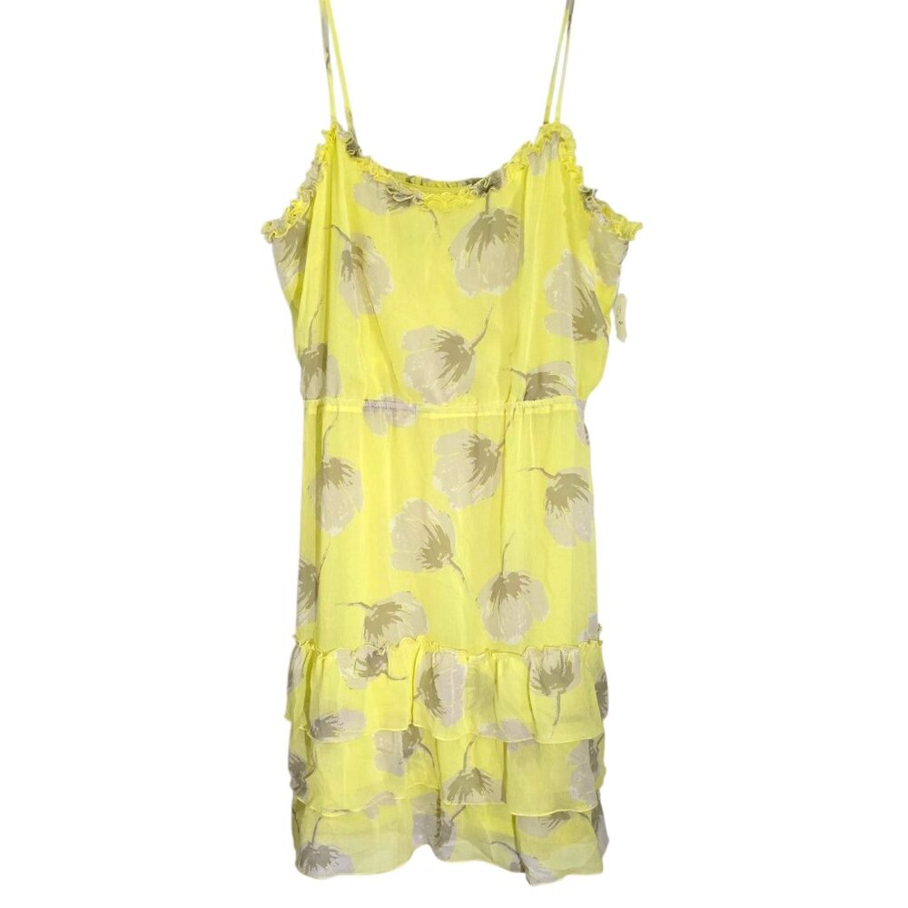 Old Navy XL Tall Yellow Floral Ruffle Camisole Dress‎ 100% Polyester NWT
